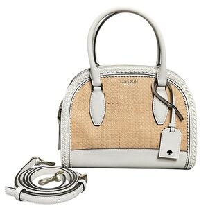 Kate Spade Raffia & Leather Reiley Medium Dome Straw Satchel 2-Way Crossbody